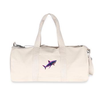 Neon Shark Glowing Cyberpunk Shark Graphic - Recycled Canvas Sports Bag by Stanley/Stella - natural - Front