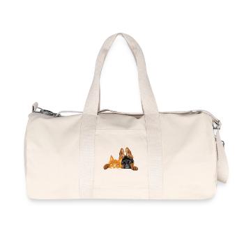 Petit chiot Berger allemand mignon et chat Maine Coon - Sac de sport en toile recyclée Stanley/Stella - blanc naturel - Devant