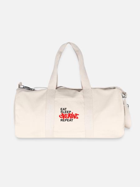 Eat Sleep Creative Repeat - Recycled Canvas Sports Bag by Stanley/Stella - natural
