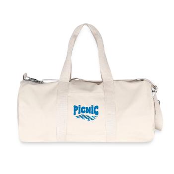 Blau-Karo-Picknick - Recycelte Canvas-Sporttasche von Stanley/Stella - Naturweiß - Vorne