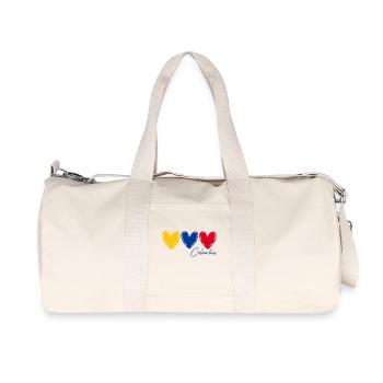 T-shirt Colombie Cœurs Drapeau Fierté - Sac de sport en toile recyclée Stanley/Stella - blanc naturel - Devant
