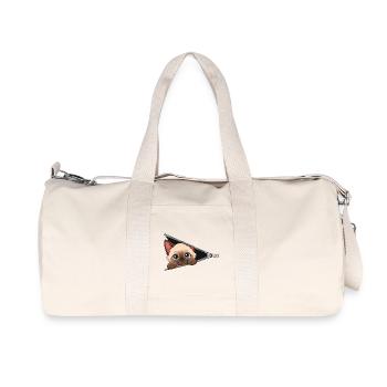 Chat chaton mignon à fermeture éclair - Sac de sport en toile recyclée Stanley/Stella - blanc naturel - Devant
