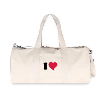 I love ... Je t'aime ... - Sac de sport en toile recyclée Stanley/Stella - blanc naturel - Devant