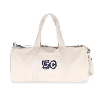 50. 50 JAHRE. 50-JÄHRIGES JUBILÄUM. 50-JÄHRIGES JUBILÄUM. - Recycelte Canvas-Sporttasche von Stanley/Stella - Naturweiß - Vorne