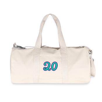 20. 20e ANNIVERSAIRE. ANNIVERSAIRE 20 ANS. 20 ANS. - Sac de sport en toile recyclée Stanley/Stella - blanc naturel - Devant