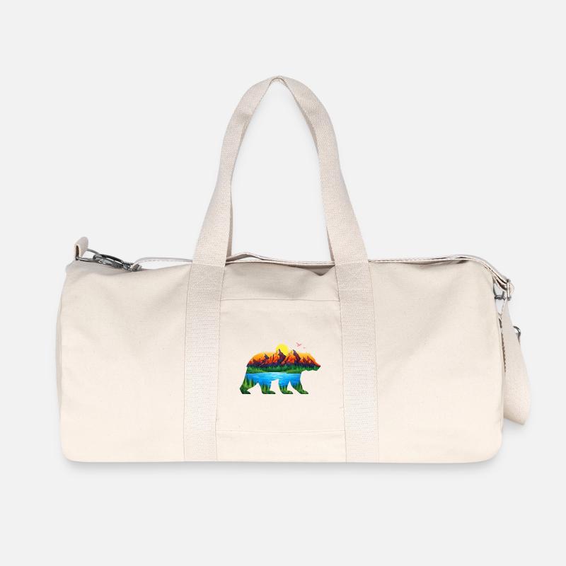 Geometrischer Bergbär Landschaft - Recycelte Canvas-Sporttasche von Stanley/Stella - Naturweiß