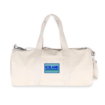 Iceland Blau Stripes Grafik - Recycelte Canvas-Sporttasche von Stanley/Stella - Naturweiß - Vorne