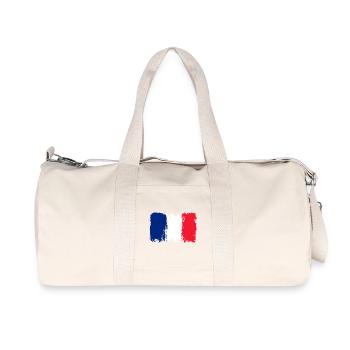 Bleu Blanc Rouge Pinselfahne - Recycelte Canvas-Sporttasche von Stanley/Stella - Naturweiß - Vorne