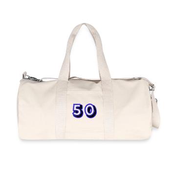 50. 50 JAHRE. 50-JÄHRIGES JUBILÄUM. 50-JÄHRIGES JUBILÄUM. - Recycelte Canvas-Sporttasche von Stanley/Stella - Naturweiß - Vorne