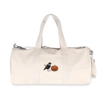 Crow with Halloween Pumpkin - Recycled Canvas Sports Bag by Stanley/Stella - natural - Front
