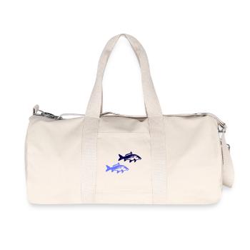 Zwei blaue Fischsilhouetten - Recycelte Canvas-Sporttasche von Stanley/Stella - Naturweiß - Vorne