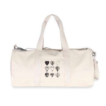 Heart shaped drawings (Black) - Recycled Canvas Sports Bag by Stanley/Stella - natural - Front