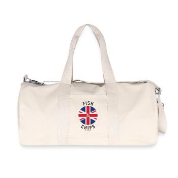 Fisch und Chips - britischer Stil - Recycelte Canvas-Sporttasche von Stanley/Stella - Naturweiß - Vorne