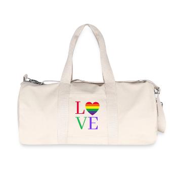 Regenbogen Love Herz Pride  - Recycelte Canvas-Sporttasche von Stanley/Stella - Naturweiß - Vorne