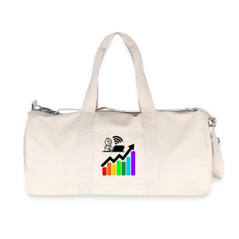 Tableau coloré jeune homme heureux sur ordinateur portable - Sac de sport en toile recyclée Stanley/Stella - blanc naturel - Devant