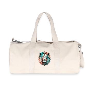 Retro-Löwe: Vintage Eleganz & Farbenpracht - Recycelte Canvas-Sporttasche von Stanley/Stella - Naturweiß - Vorne