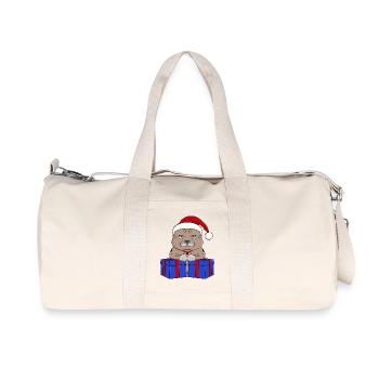 Mignon chat Père Noël - Sac de sport en toile recyclée Stanley/Stella - blanc naturel - Devant