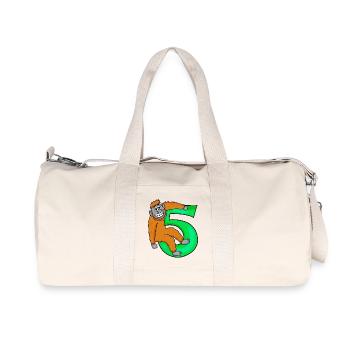 5th Birthday Motif Monkey - 5 years - Recycled Canvas Sports Bag by Stanley/Stella - natural - Front