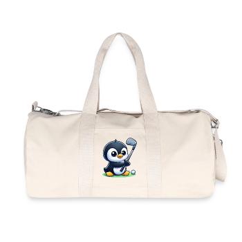 Cute Penguin Golfer Cartoon Funny - Recycled Canvas Sports Bag by Stanley/Stella - natural - Front