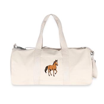 Braunes Pferd - Recycelte Canvas-Sporttasche von Stanley/Stella - Naturweiß - Vorne