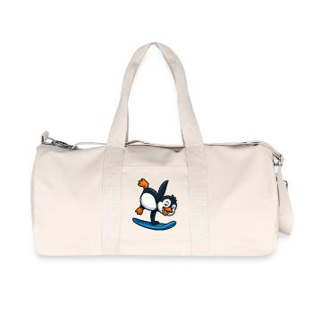 Cooler Pinguin Surfer Wassersport Sommer Cartoon - Recycelte Canvas-Sporttasche von Stanley/Stella - Naturweiß - Vorne