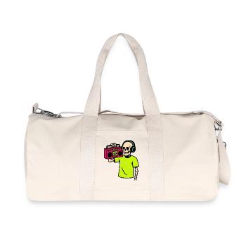 Neon Skeleton with Boombox – Retro Hip-Hop Vibes - Recycled Canvas Sports Bag by Stanley/Stella - natural - Front
