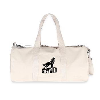 Bleib wild, Wolf - Recycelte Canvas-Sporttasche von Stanley/Stella - Naturweiß - Vorne