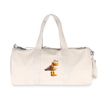Humorous seagull with rain boots and scarf - Recycled Canvas Sports Bag by Stanley/Stella - natural - Front