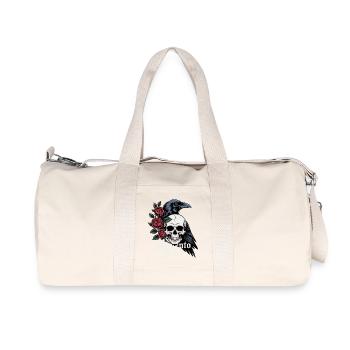Memento Mori Skull & Raven Roses - Recycled Canvas Sports Bag by Stanley/Stella - natural - Front