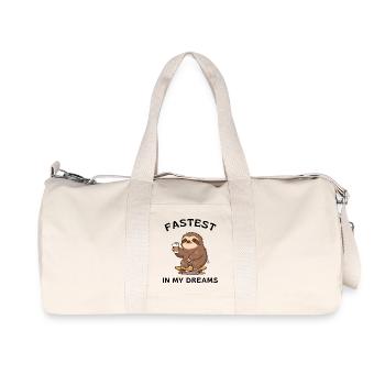 Sloth Skateboard Coffee – Fastest in My Dreams - Recycelte Canvas-Sporttasche von Stanley/Stella - Naturweiß - Vorne