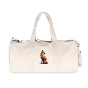 Geometric Fox Watercolor Painting - Recycled Canvas Sports Bag by Stanley/Stella - natural - Front