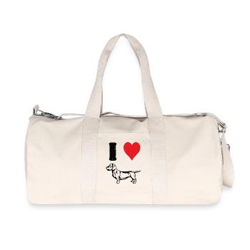 i Love my Dachshund - Recycelte Canvas-Sporttasche von Stanley/Stella - Naturweiß - Vorne