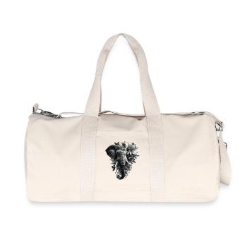 Einfarbiger floraler Elefant - Recycelte Canvas-Sporttasche von Stanley/Stella - Naturweiß - Vorne