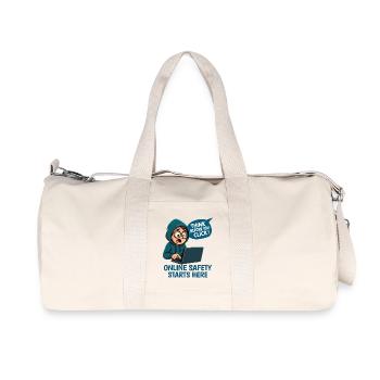 Réfléchissez avant de cliquer - Sécurité en ligne - Sac de sport en toile recyclée Stanley/Stella - blanc naturel - Devant