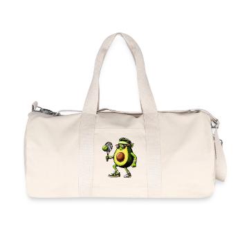Funny avocado playing tennis with racket and ball - Recycled Canvas Sports Bag by Stanley/Stella - natural - Front