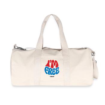 I'M FREE #1 - let's talk - Sac de sport en toile recyclée Stanley/Stella - blanc naturel - Devant