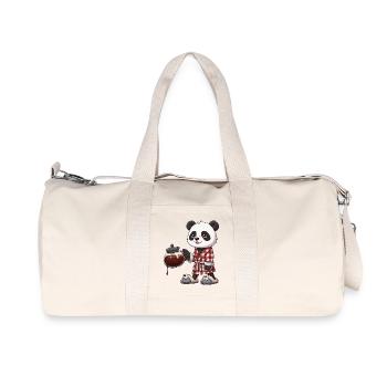 Funny Panda Coffee Lover Barista Morning Brew - Recycled Canvas Sports Bag by Stanley/Stella - natural - Front