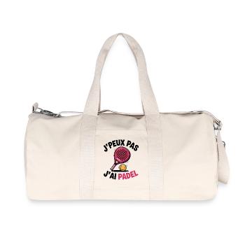Je peux pas j ai padel cadeau femme - Sac de sport en toile recyclée Stanley/Stella - blanc naturel - Devant