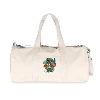 Basketball Dinosaur T-Rex Basketball Player - Recycled Canvas Sports Bag by Stanley/Stella - natural - Front