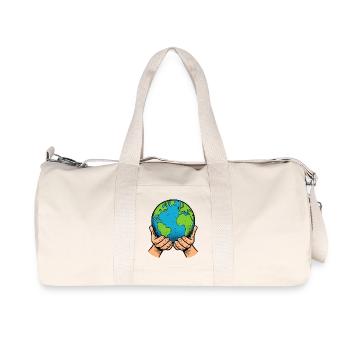 Mains tenant la Terre – Global Care - Sac de sport en toile recyclée Stanley/Stella - blanc naturel - Devant