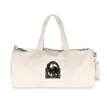 Night Cat Art Deco Stained Glass Window - Recycled Canvas Sports Bag by Stanley/Stella - natural - Front