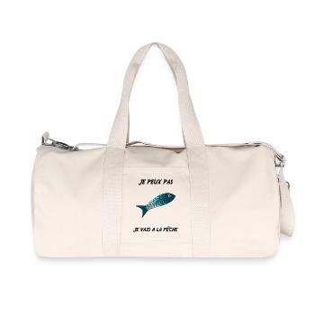 JE PEUX PAS. J'AI PÊCHE. PECHEUR. HUMOUR. RETRAITE - Sac de sport en toile recyclée Stanley/Stella - blanc naturel - Devant
