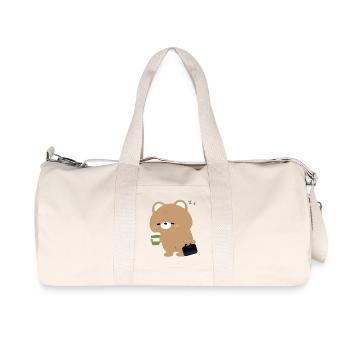 Ours brun fatigué avec café et sac - Sac de sport en toile recyclée Stanley/Stella - blanc naturel - Devant