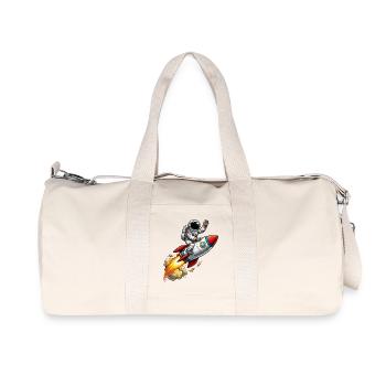 Dessin animé astronaute sur fusée - Sac de sport en toile recyclée Stanley/Stella - blanc naturel - Devant