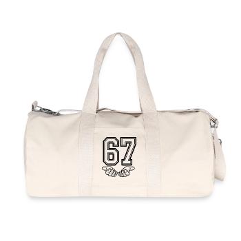 SIX SEVEN – 67 Number Memes in Retro Look - Recycled Canvas Sports Bag by Stanley/Stella - natural - Front