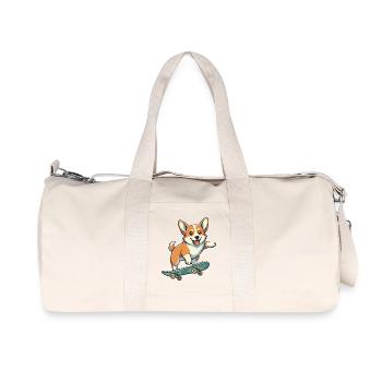 Corgi-farbenes Skateboard - Recycelte Canvas-Sporttasche von Stanley/Stella - Naturweiß - Vorne