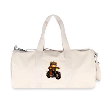 Bear Motorcyclist - Sac de sport en toile recyclée Stanley/Stella - blanc naturel - Devant