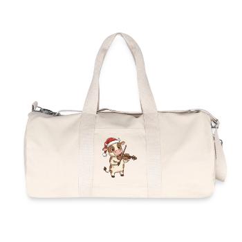 Animal de la ferme de vaches de Noël jouant du violon - Sac de sport en toile recyclée Stanley/Stella - blanc naturel - Devant