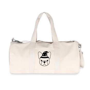 Frenchie Wizard Hat Outline - Recycled Canvas Sports Bag by Stanley/Stella - natural - Front