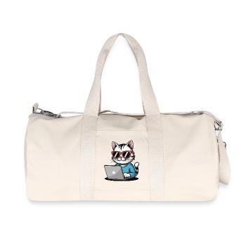 Cats_laptop - Recycelte Canvas-Sporttasche von Stanley/Stella - Naturweiß - Vorne
